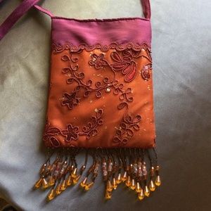 Embroidered, hand beaded, small evening bag
